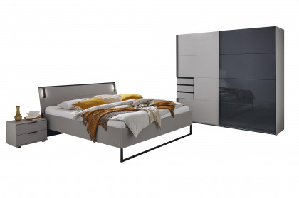 Tilburg von Wimex - Schlafzimmerset 3-teilig sahara/ Glas schwarz