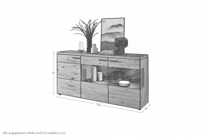WM 2520 von Wöstmann - Sideboard aus massiver Wildeiche mit Eckverglasung