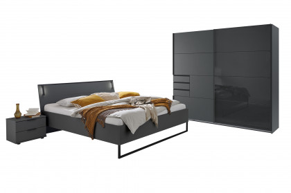 Tilburg von Wimex - Schlafzimmermöbel grafit/ Glas schwarz