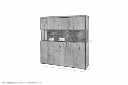 WM 2520 von Wöstmann - Highboard soft gebürstete Eiche und Keramikabdeckblatt