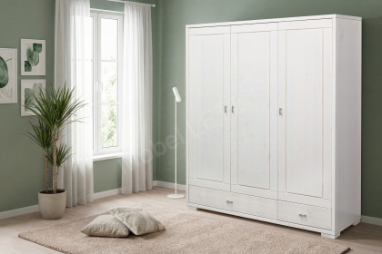 Vita von Wohnglücklich - Kombi-Kleiderschrank Kiefer weiß 2. Wahl