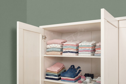 Vita von Wohnglücklich - Kombi-Kleiderschrank Kiefer weiß 2. Wahl