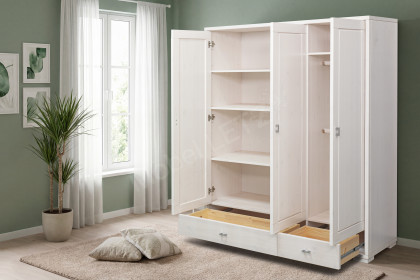 Vita von Wohnglücklich - Kombi-Kleiderschrank Kiefer weiß 2. Wahl