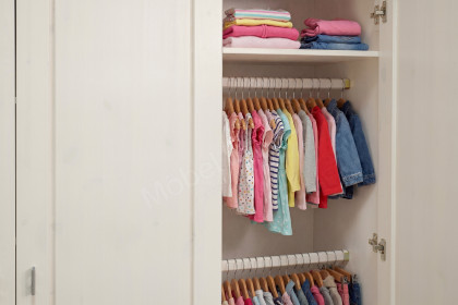 Vita von Wohnglücklich - Kombi-Kleiderschrank Kiefer weiß 2. Wahl