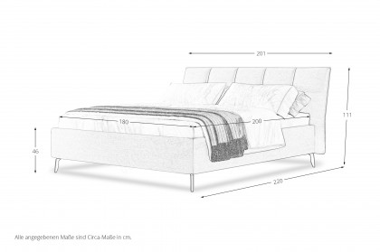 Toscana von COTTA - Polsterbett azure 180 x 200 cm