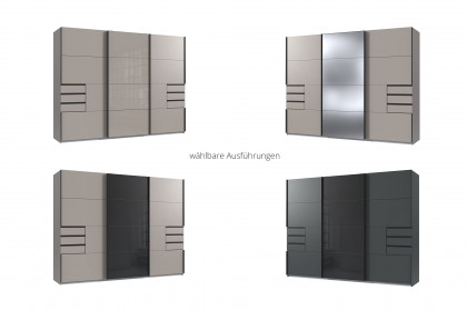 Tilburg von Wimex - 3-türiger Schwebetürenschrank mit Schubkästen grafit/ schwarz