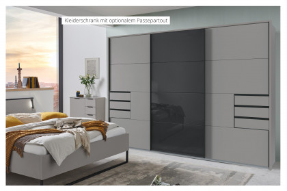 Tilburg von Wimex - Kleiderschrank mit 3 Schwebetüren sahara/ schwarz