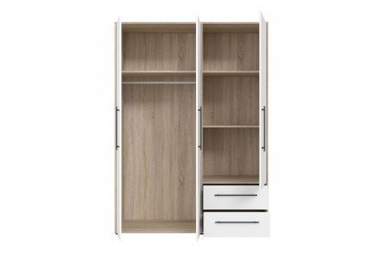 Mokkaris von Forte - Kombischrank 3-türig mit 2 Schubfächern weiß - Beton