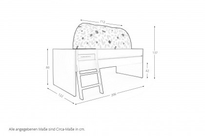 Tiago von Paidi - Kojenbett beige mit Zeltdach Motiv Afrika