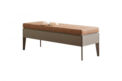 Plan von Thielemeyer - Bettbank Lack fango mit Polsterbezug Kunstleder beige