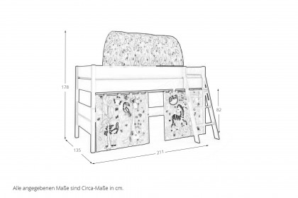 Tiago von Paidi - Spielbett 120 AFRIKA: Schrägleiter, Vorhang-Set, Baldachin
