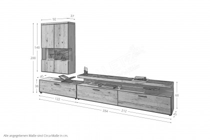 WM 2520 von Wöstmann - Wohnwand aus massiver Wildeiche