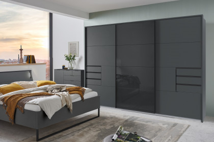 Tilburg von Wimex - 3-teiliges Schlafzimmer-Set grafit/ Glas schwarz