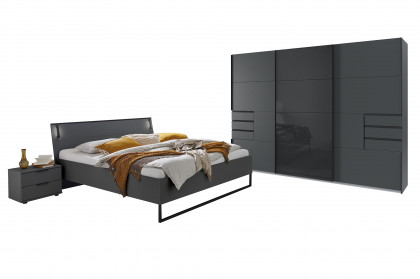 Tilburg von Wimex - 3-teiliges Schlafzimmer-Set grafit/ Glas schwarz