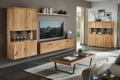 WM 2520 von Wöstmann - Wohnwand hängend, Wildeiche soft gebürstet