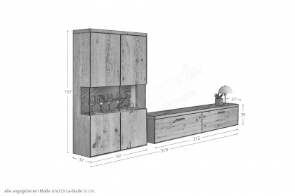 WM 2520 von Wöstmann - Wohnwand hängend, Wildeiche soft gebürstet