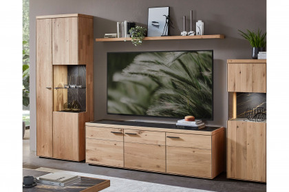 WM 2520 von Wöstmann - Wohnwand zweiteilig, aus massiver Wildeiche und Keramik