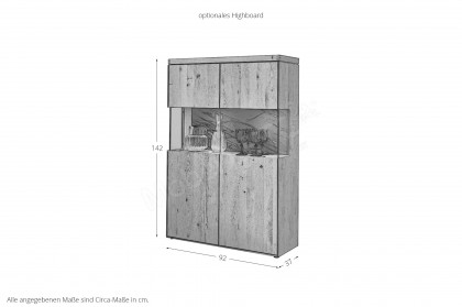 WM 2520 von Wöstmann - Wohnwand zweiteilig, aus massiver Wildeiche und Keramik