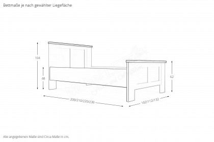 Marlow von Wiemann - Landhaus-Bett 120x200 cm weiß - Bianco-Eiche