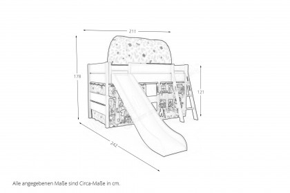 Tiago von Paidi - Rutschenbett DINOS IM WELTALL: Leiter, Vorhänge & Zelt
