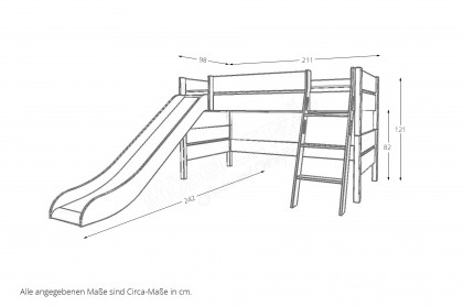 Tiago von Paidi - Rutschenbett DINOS IM WELTALL: Leiter, Vorhänge & Zelt