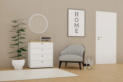 Marlow von Wiemann - Schubkastenkommode weiß - Eiche-bianco