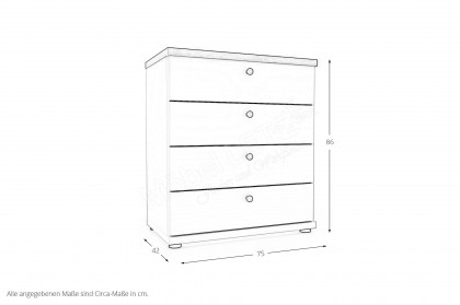 Marlow von Wiemann - Schubkastenkommode weiß - Eiche-bianco