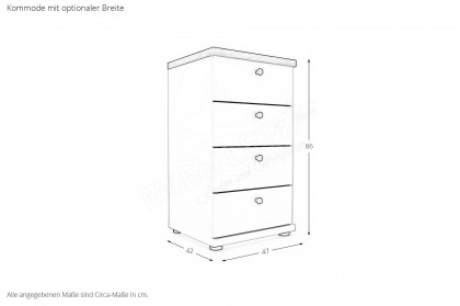 Marlow von Wiemann - Schubkastenkommode weiß - Eiche-bianco