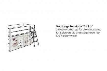 Tiago von Paidi - graues Spielbett mit Rutsche AFRIKA: Leiter, Vorhänge & Zelt