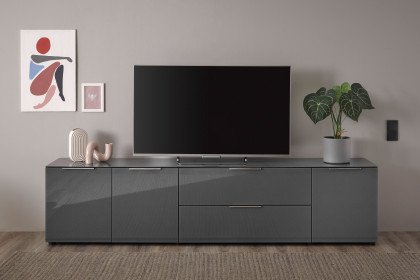 Santorin von Bega Consult - Lowboard in Anthrazit mit Glasfront