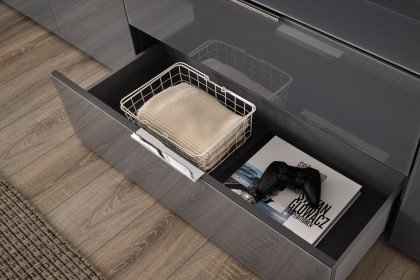 Santorin von Bega Consult - Lowboard in Anthrazit mit Glasfront