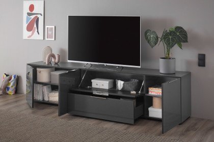 Santorin von Bega Consult - Lowboard in Anthrazit mit Glasfront