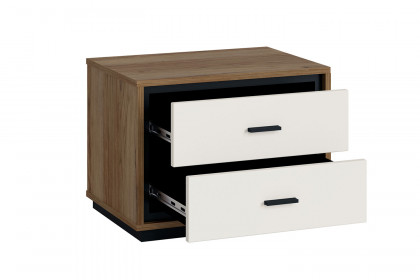 Brolo-Schlafzimmer von Meble Wojcik - Nachttisch Catania Eiche/ weiß/ schwarz