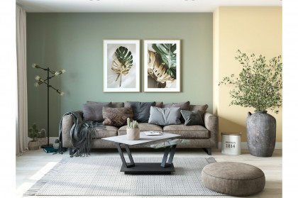 Barcelona-living von Akante - Couchtisch Keramik Silver/ Edelstahl schwarz