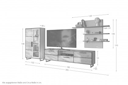 Kai von Elfo Möbel - Wohnwand Eiche bianco