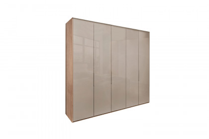Glassystem von Disselkamp - Drehtürenschrank Balkeneiche/ Glas taupe