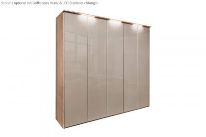 Glassystem von Disselkamp - Drehtürenschrank Balkeneiche/ Glas taupe