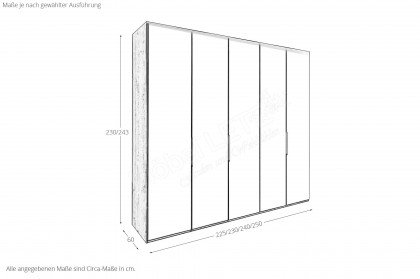 Glassystem von Disselkamp - Drehtürenschrank Balkeneiche/ Glas taupe