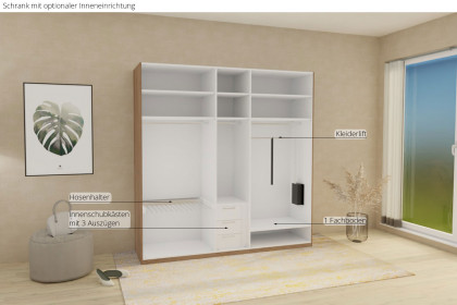 Glassystem von Disselkamp - Drehtürenschrank Balkeneiche/ Glas taupe