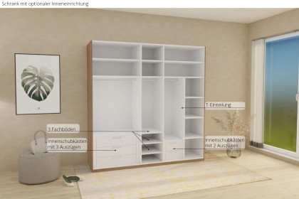 Glassystem von Disselkamp - Drehtürenschrank Balkeneiche/ Glas taupe