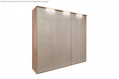 Glassystem von Disselkamp - Drehtürenschrank Balkeneiche/ Glas taupe