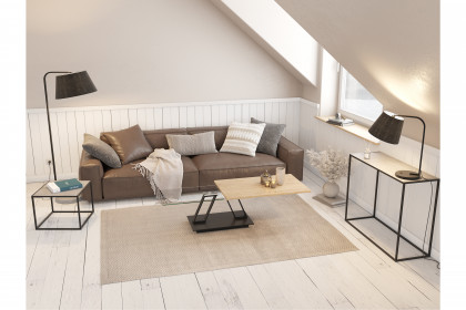 Barcelona-living von Akante - Couchtisch Eichenfurnier/ Edelstahl schwarz