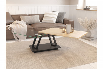 Barcelona-living von Akante - Couchtisch Eichenfurnier/ Edelstahl schwarz