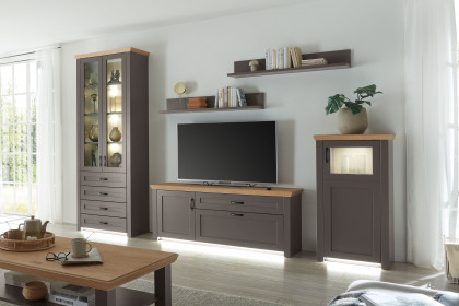 Move-living von Wehrsdorfer - Wohnwand in Lack graphit mit Asteiche