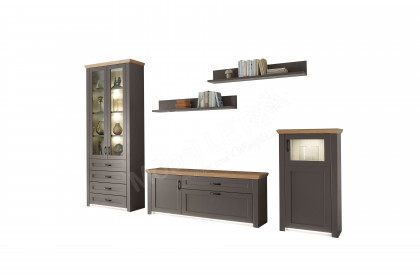 Move-living von Wehrsdorfer - Wohnwand in Lack graphit mit Asteiche