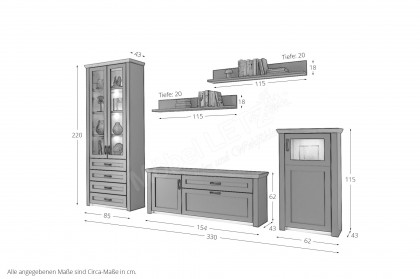 Move-living von Wehrsdorfer - Wohnwand in Lack graphit mit Asteiche