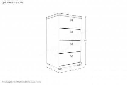 Marlow von Wiemann - Single-Schlafzimmer 3-teilig weiß - Eiche