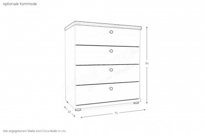 Marlow von Wiemann - Single-Schlafzimmer 3-teilig weiß - Eiche