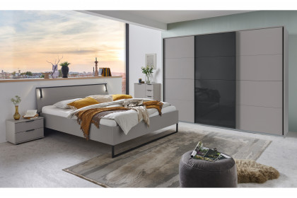 Tilburg von Wimex - Schlafzimmer-Einrichtung grau/ schwarz 3-teilig