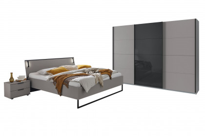 Tilburg von Wimex - Schlafzimmer-Einrichtung grau/ schwarz 3-teilig